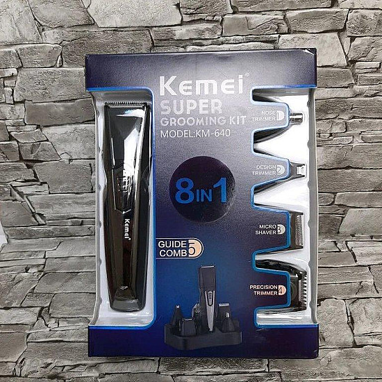 Kemei KM-640: Безжична Машинка за Подстригване - 8 в 1 Комплект с Мощност 3 W и Включени Аксесоари | Уреди за красота