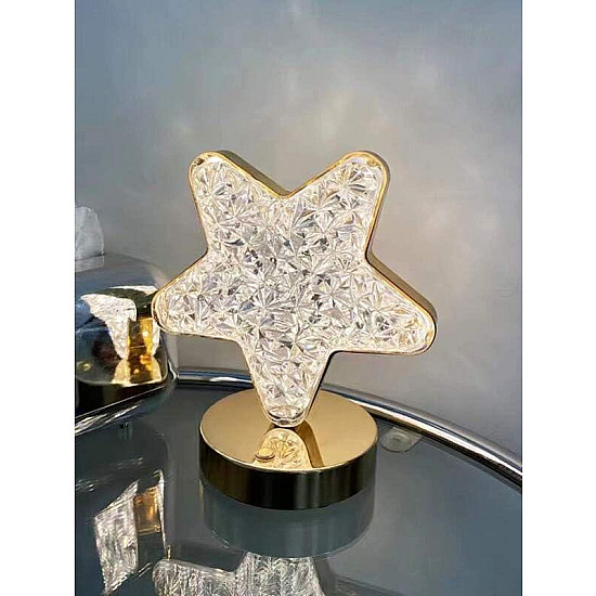 LED Светеща Кристална Лампа Star: Троен Цветови Избор в Уникална Звездна Форма | Осветителни тела