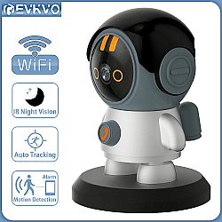 Интелигентна Робот Камера Robi WiFi - 3MP HD Видеонаблюдение с Вградена Батерия, Двупосочен Звук и Аларма за Движение и Звук