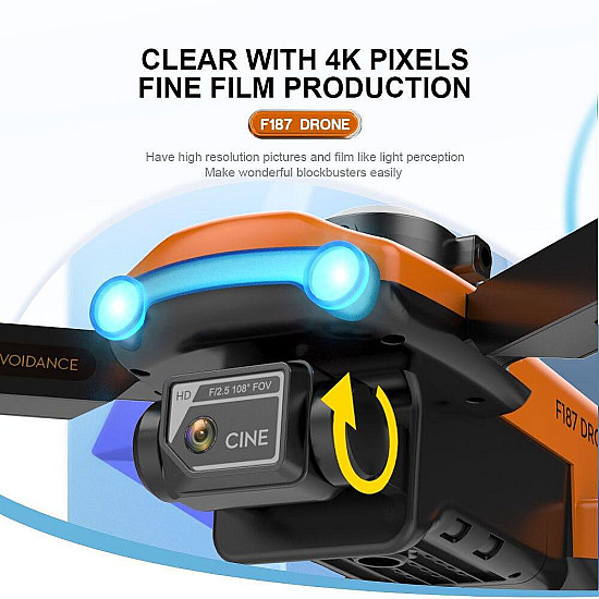 Дрон F187 с Двойна Камера 4K, Система за Избягване на Препятствия и 2.4Ghz WiFi | Дронове