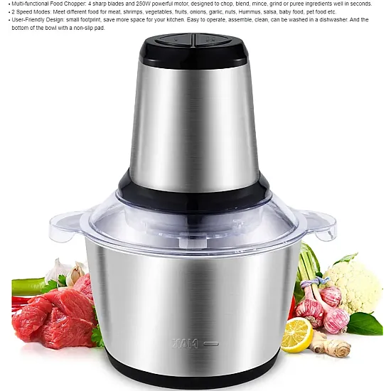 Food Chopper 250W: Мощен и Компактен Кухненски Уред с 2 Литра Капацитет | Домашни потреби и Органайзери