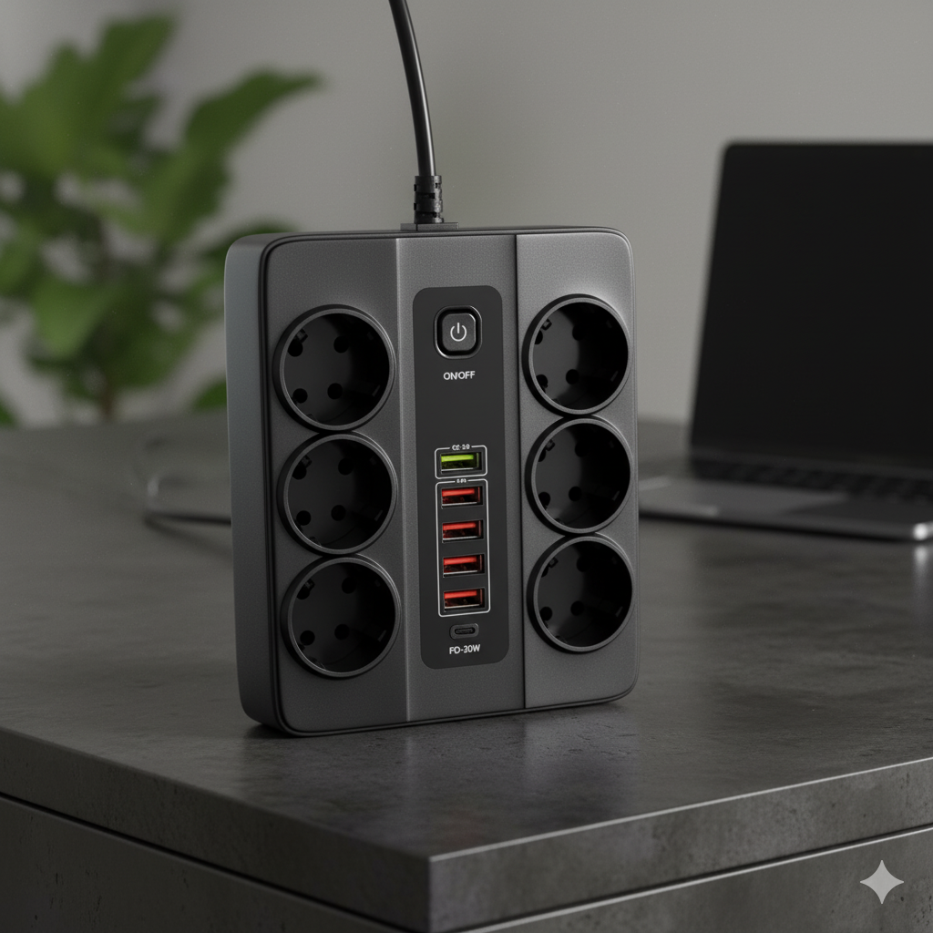 Разклонител QC3.0 върху бюро